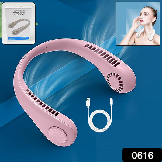 0616 Portable Neck Fan Holiday Hands Free Bladeless Neck Fan 360 Cooling Hanging Fan Usb Rechargeable Personal Neck Fan Wearable Neck Fan Suitable For Traveling - click & collect