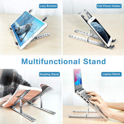 12874 Laptop Stand For Desk Metal Portable Laptop Stand With 6 Adjustable Angles Laptop Riser Phone And Tablet Stand Compatible For All Laptop - click & collect