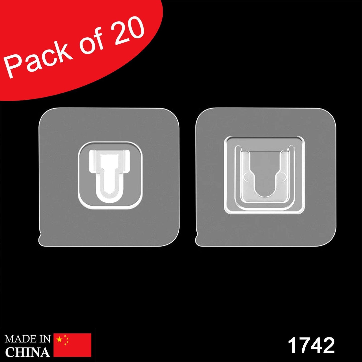 1742 Magic Adhesive Plastic Wall Hooks Heavy Duty Hooks (Pack Of 20) - click & collect