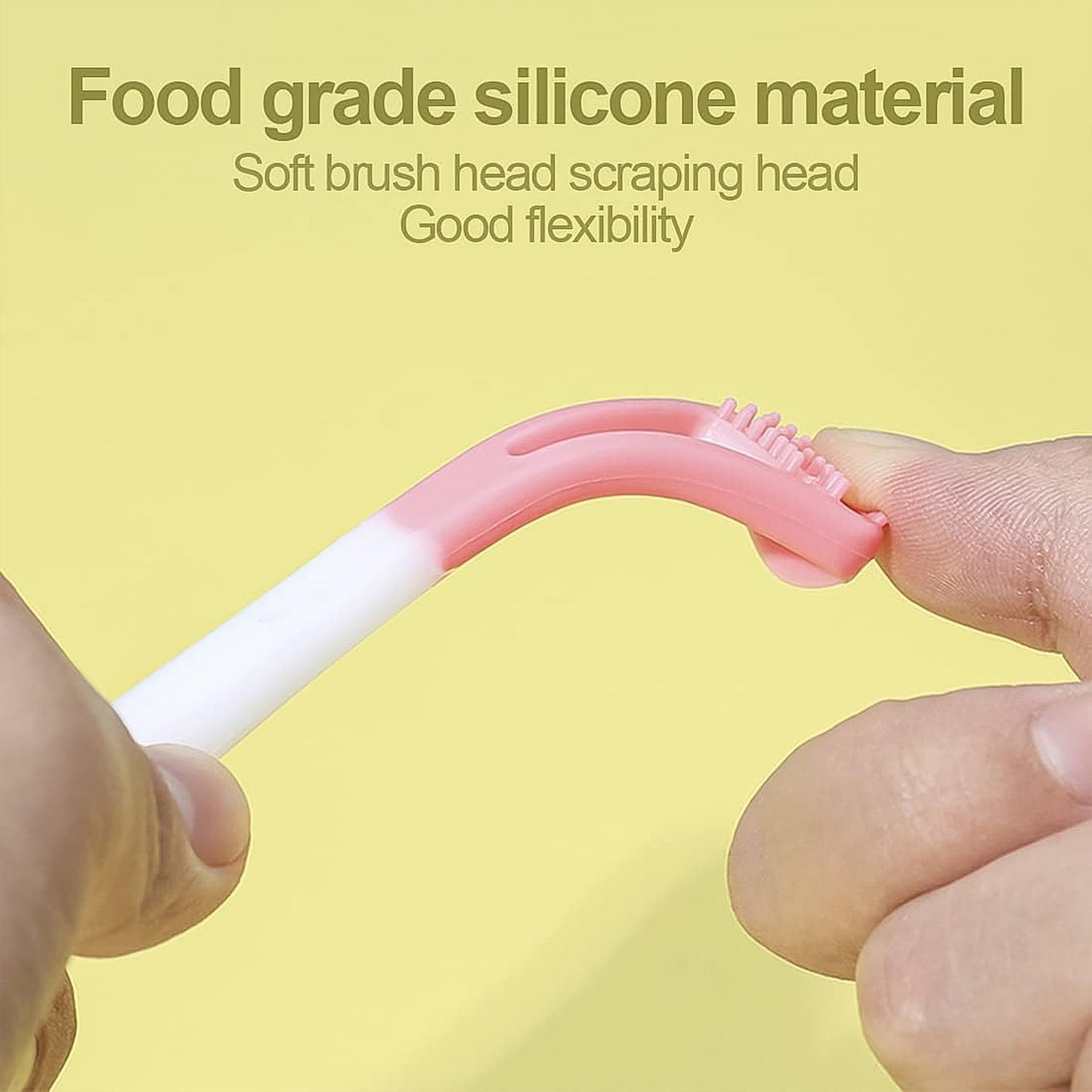 2 - in - 1 Baby Tongue Cleaner And Oral Massager Stick With Soft Silicone Brush Head - click & collect