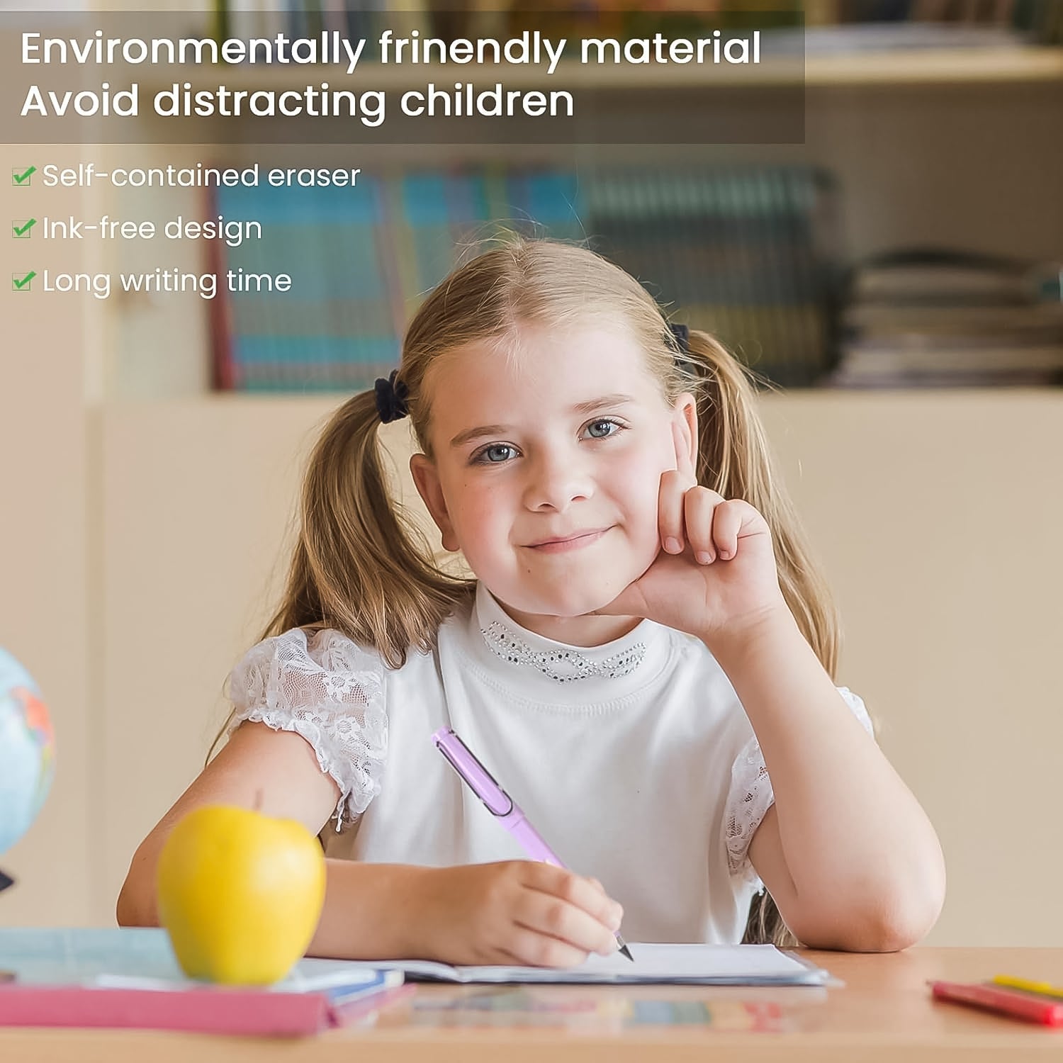 2in1 Everlasting Pencil Replaceable Head With Eraser (2 Pc) - click & collect