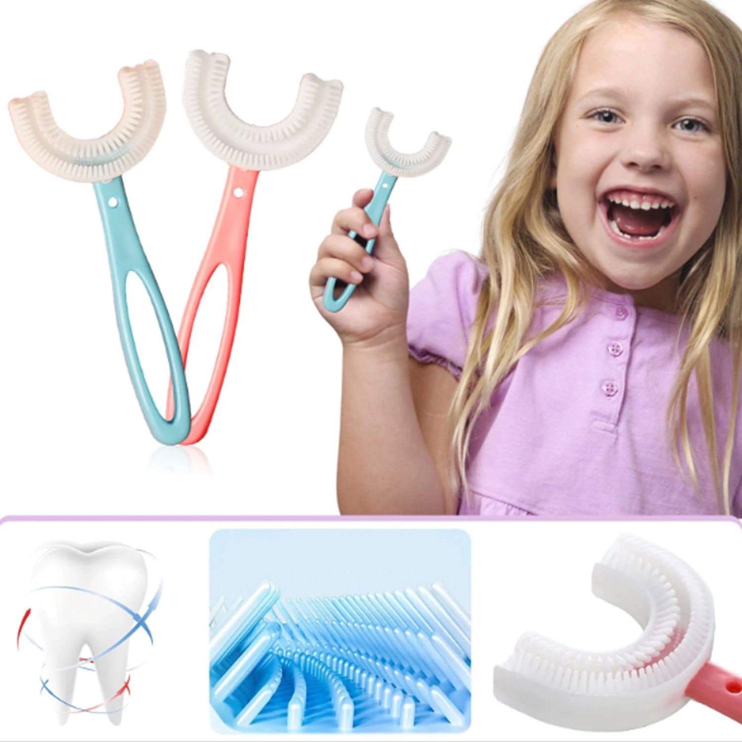 4773 Kids U Shaped Large Tooth Brush Used In All Kinds Of Household Bathroom Places For Washing Teeth Of Kids Toddlers And Childrens Easily And Comfortably. - click & collect