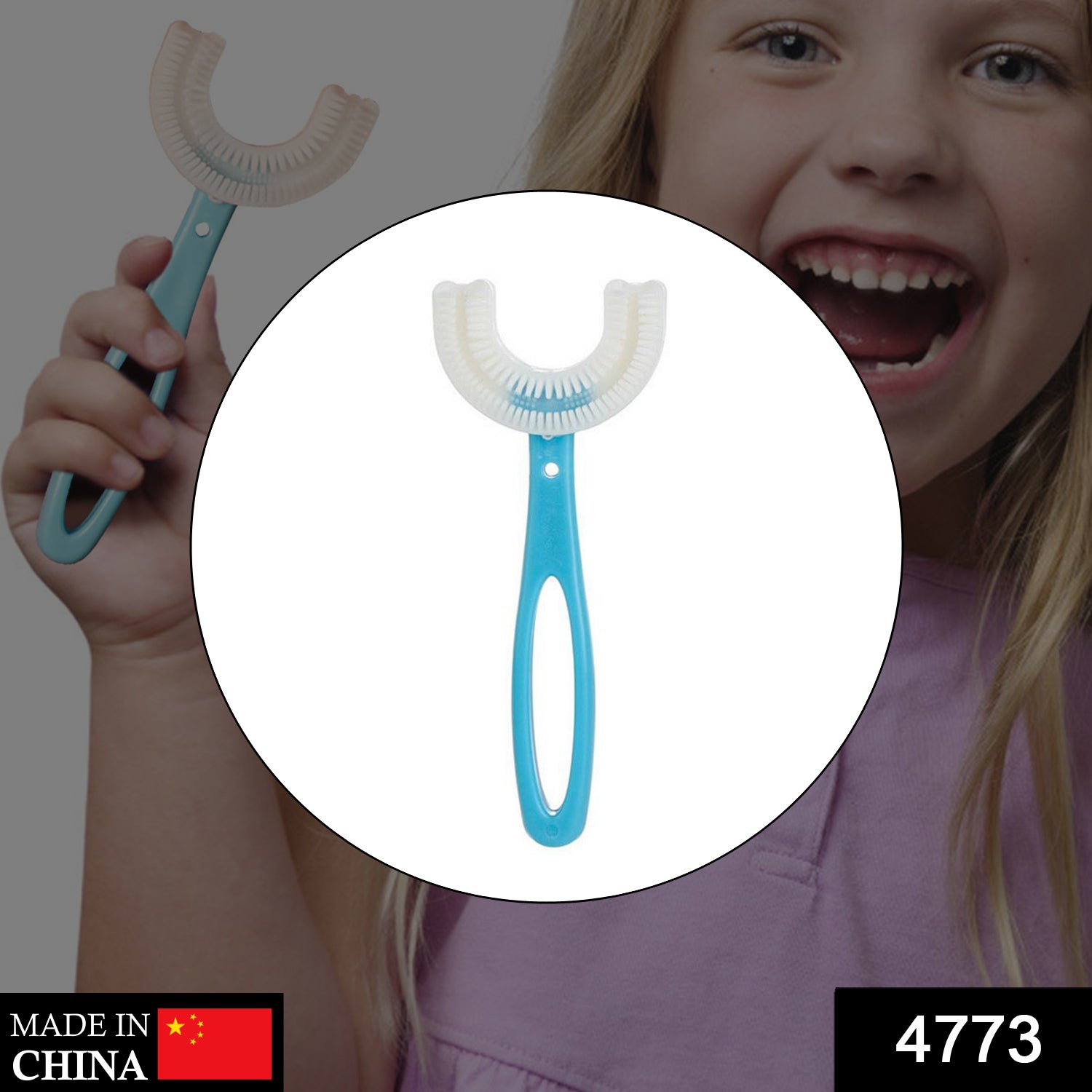 4773 Kids U Shaped Large Tooth Brush Used In All Kinds Of Household Bathroom Places For Washing Teeth Of Kids Toddlers And Childrens Easily And Comfortably. - click & collect