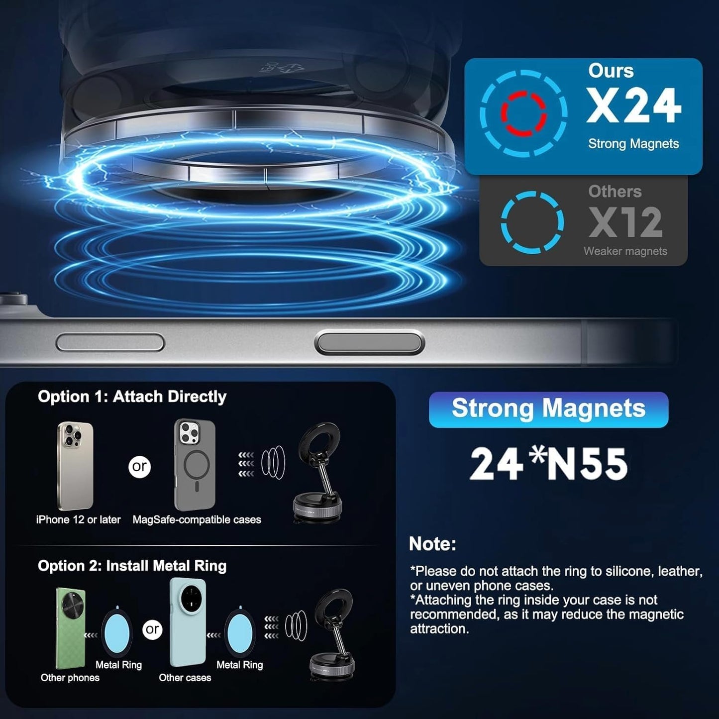 360° Vacuum Suction Cup Mount for Car, Gym, Mirror, Shower