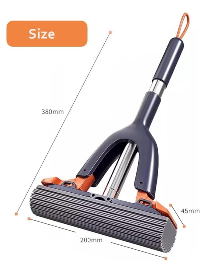 Sponge Mop Roller with Super Absorbent Mop Refills Self Squeeze for Tile Marble Wall Glass Table Mirror Cleaning (2 Refill )