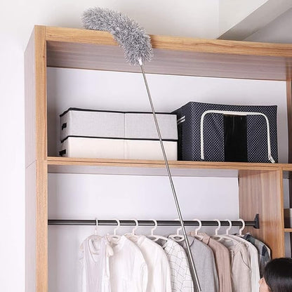 Microfiber Feather Duster Bendable & Extendable Fan Cleaning Duster with 100 inches Expandable Pole Handle Washable Duster for High Ceiling Fans,Window Blinds, Furniture (Standard)