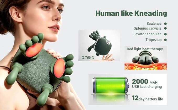 Wireless Heated Shiatsu Neck & Shoulder Massager