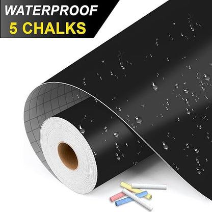 YAJNAS 45x200 CM PVC Blackboard Sticker for Kids | Removable Wall-Mounted Blackboard for Home, School, Office | Includes 5 Colorful Chalks | Easy Install, Perfect for Creative Learning - 1.5 x 6.5 Ft