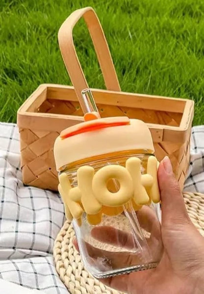 Elegant HOHO Transparent Coffee Mug with Comfortable Handle, Crystal Glass Design for Coffee, Tea, Milk and Juices