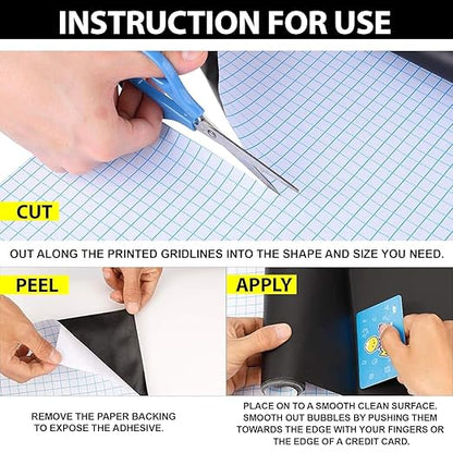 YAJNAS 45x200 CM PVC Blackboard Sticker for Kids | Removable Wall-Mounted Blackboard for Home, School, Office | Includes 5 Colorful Chalks | Easy Install, Perfect for Creative Learning - 1.5 x 6.5 Ft