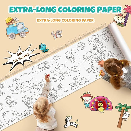 Children's Drawing Roll, Coloring Paper Roll for Kids, 30 * 300 Cms DIY Painting Drawing Paper Roll, Sticky Children Art Roll, Early Educational Toys for Children (156)