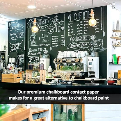 YAJNAS 45x200 CM PVC Blackboard Sticker for Kids | Removable Wall-Mounted Blackboard for Home, School, Office | Includes 5 Colorful Chalks | Easy Install, Perfect for Creative Learning - 1.5 x 6.5 Ft