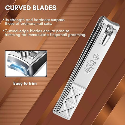 Manicure Pedicure 16 Tools Set Nail Clippers Stainless Steel Professional Nail Scissors Grooming Kits, Nail Tools with Leather Case