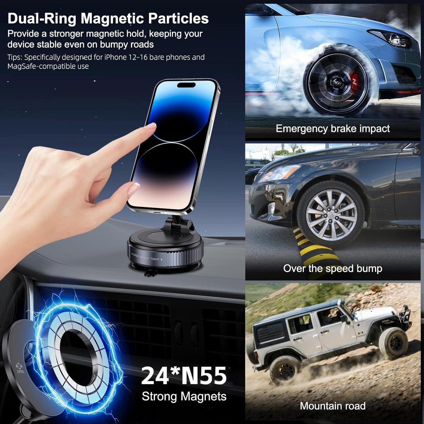 360° Vacuum Suction Cup Mount for Car, Gym, Mirror, Shower
