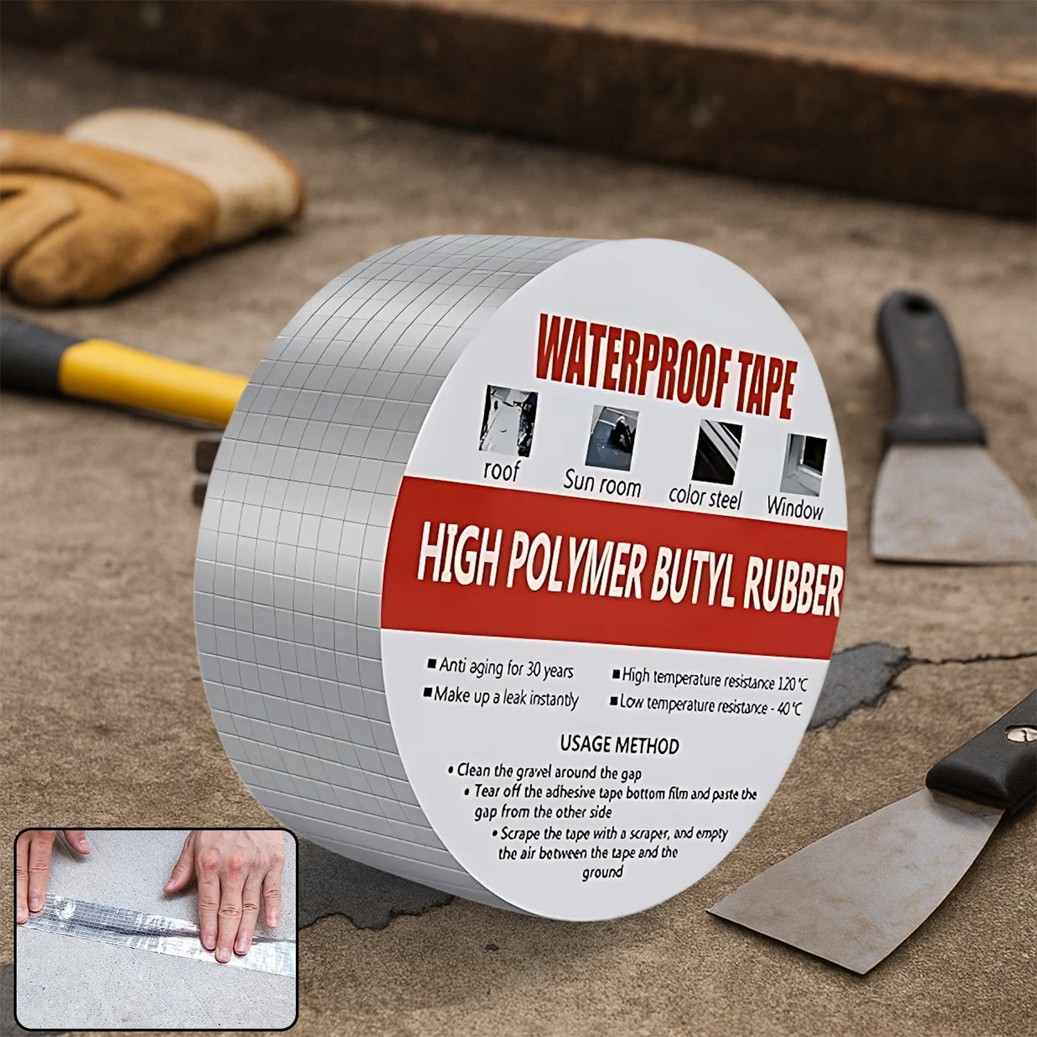 High Polymer Butyl Rubber Waterproof B - grade Tape - 50mm - click & collect