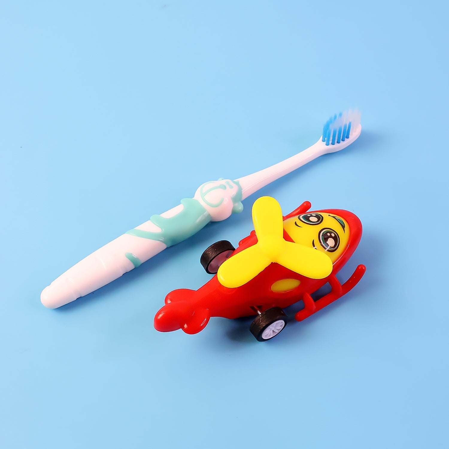 Kids Toothbrush And Helicopter Toy Set - click & collect