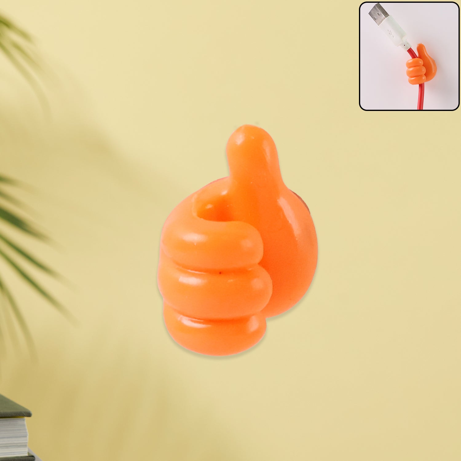 Orange Multifunctional Multi Functional Hand Shape Wall Clip Hanger Keys Cable Holder - click & collect