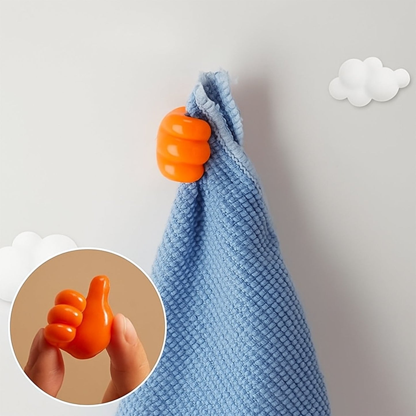 Orange Multifunctional Multi Functional Hand Shape Wall Clip Hanger Keys Cable Holder - click & collect