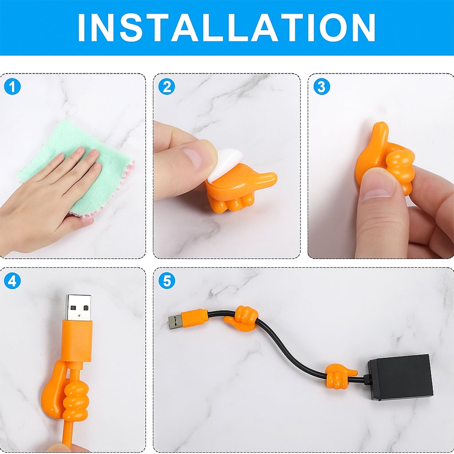 Orange Multifunctional Multi Functional Hand Shape Wall Clip Hanger Keys Cable Holder - click & collect