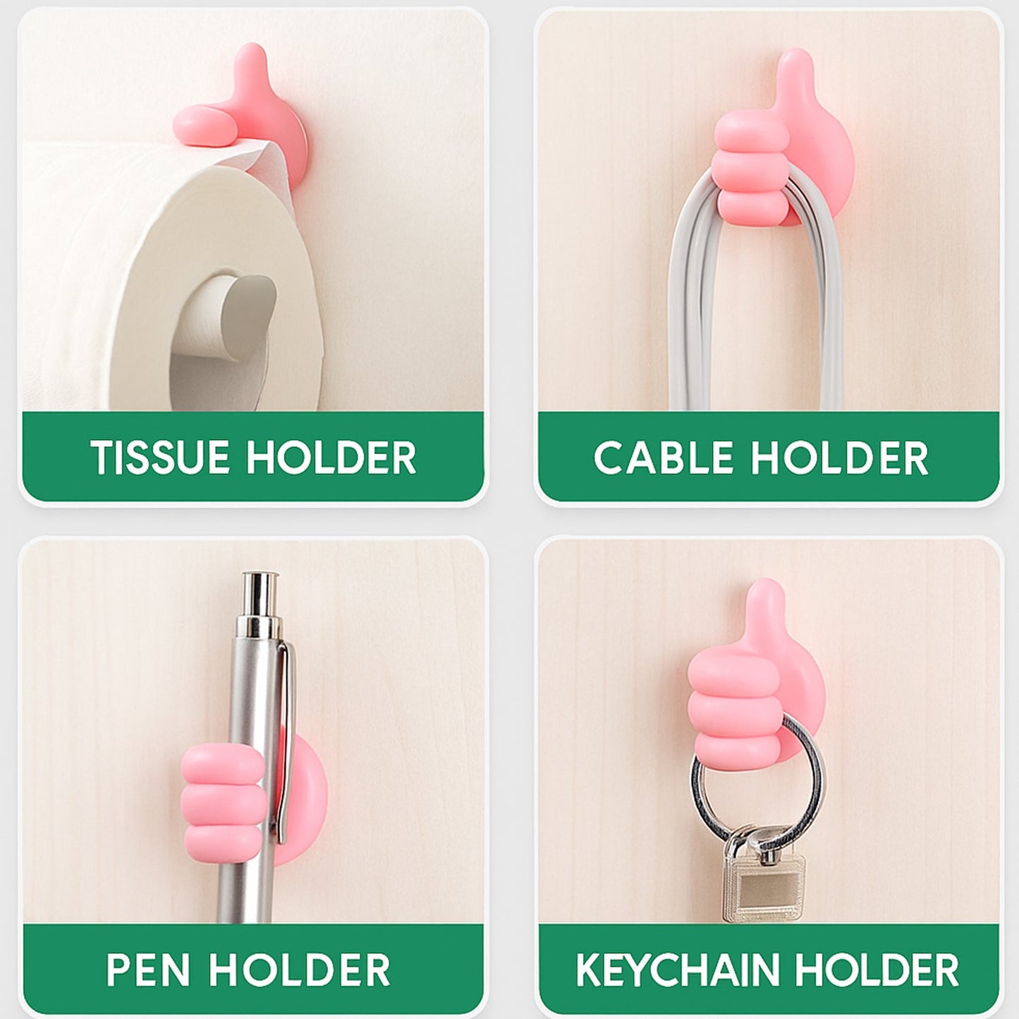 Pink Multifunctional Multi Functional Hand Shape Wall Clip Hanger Keys Cable Holder - click & collect