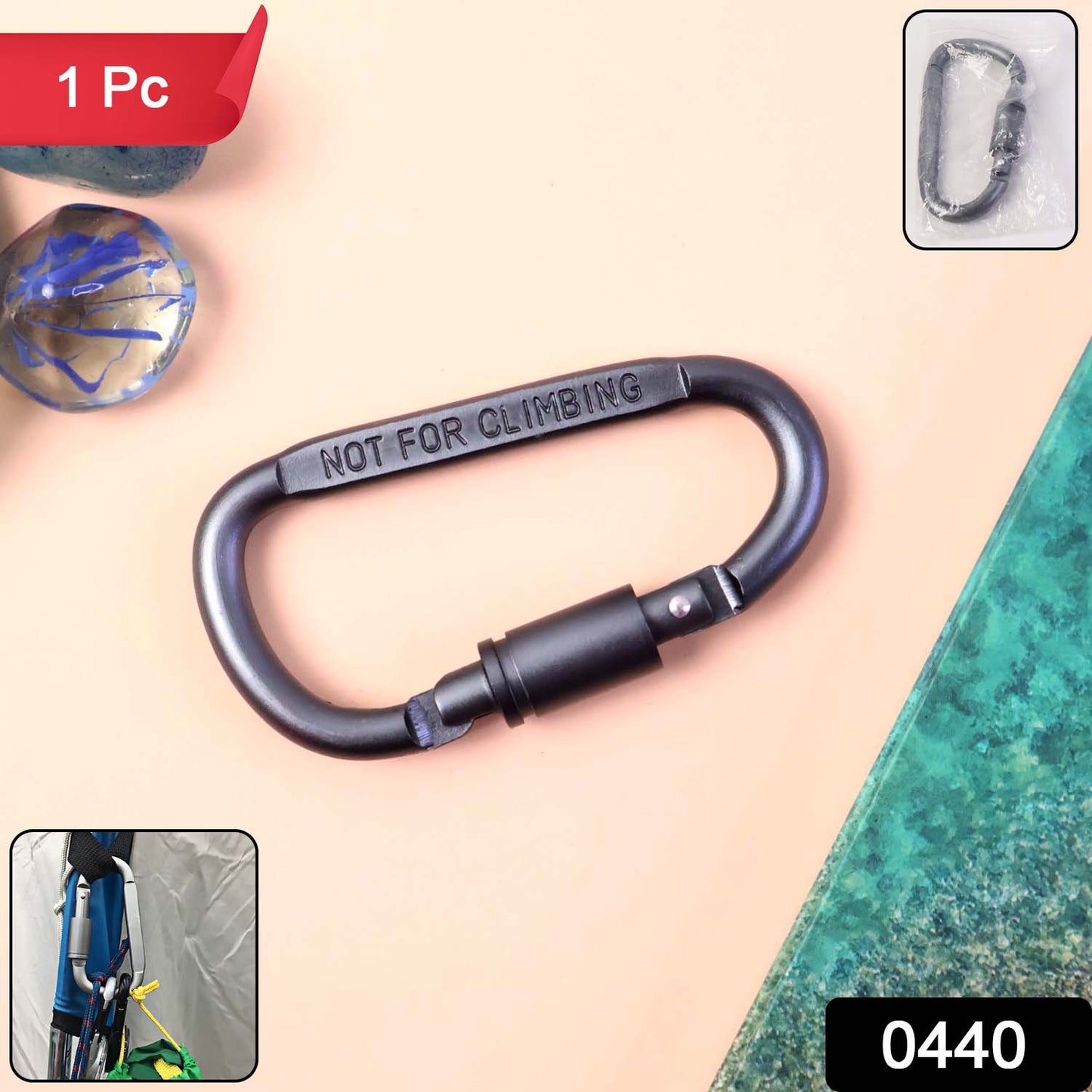 Premium Heavy - duty Metal Carabiner Hook With Screw Lock (1 Pc) - click & collect