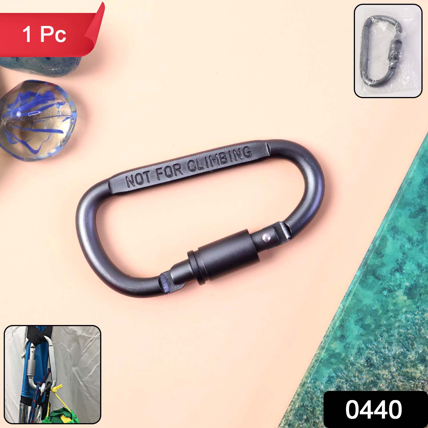 Premium Heavy - duty Metal Carabiner Hook With Screw Lock (1 Pc) - click & collect
