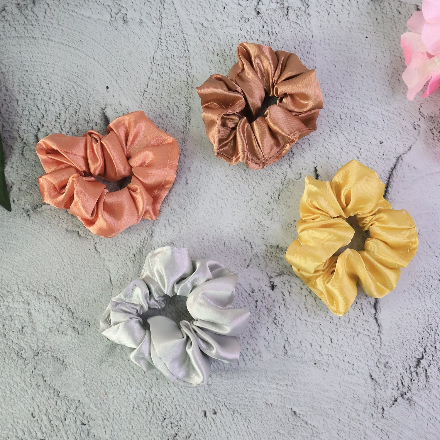 Premium Satin Hair Scrunchies Elastic Hair Ties For Women Girls (12 Pc) - click & collect