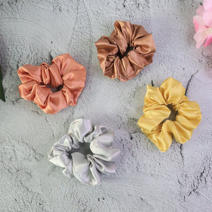 Premium Satin Hair Scrunchies Elastic Hair Ties For Women Girls (12 Pc) - click & collect