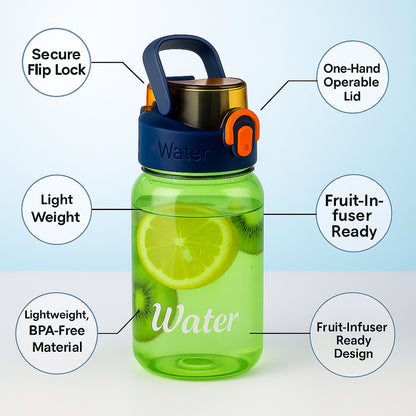 Green Leak-proof Portable Fruit Infuser Water Bottle Approx 600ml (1 Pc)