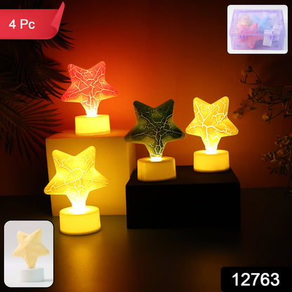 Star Shape Decorative Led Tealight Candles (4 Pc) - click & collect