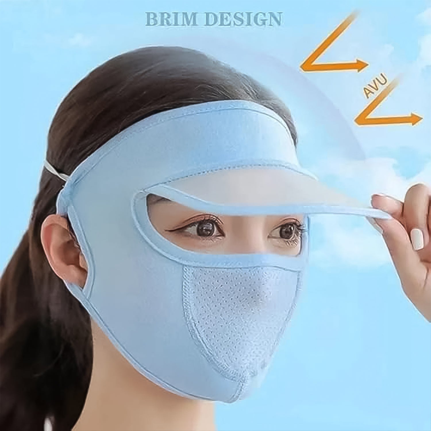 Womens Full Face Uv Protection Cap With Built - in Mask And Wide Brim Visor Breathable (1 Pc) - click & collect
